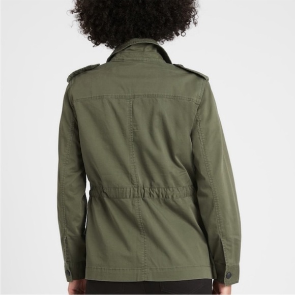BANANA REPUBLIC Twill Utility Military Jacket Khaki Tan Womens Sz L NEW - Picture 14 of 16